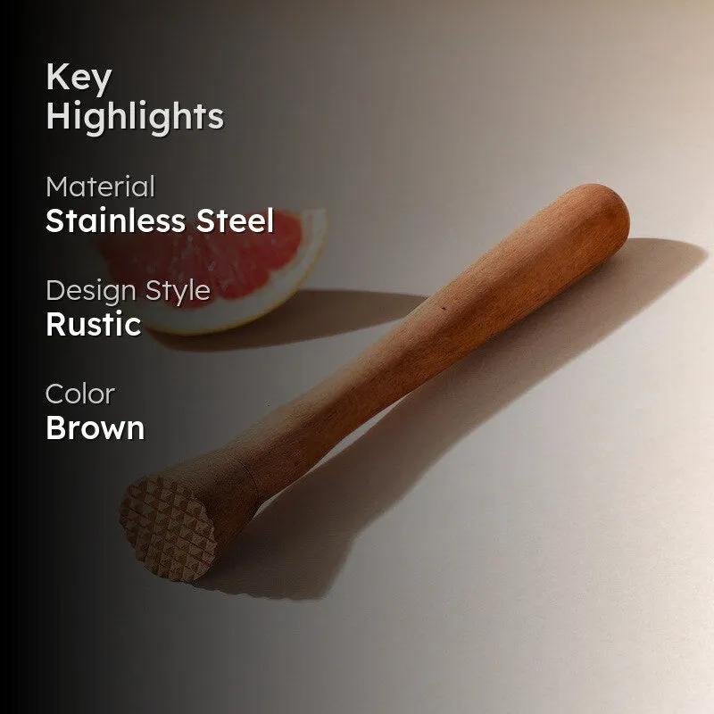 Timber Smash Stainless Steel Muddler - Brown media 2
