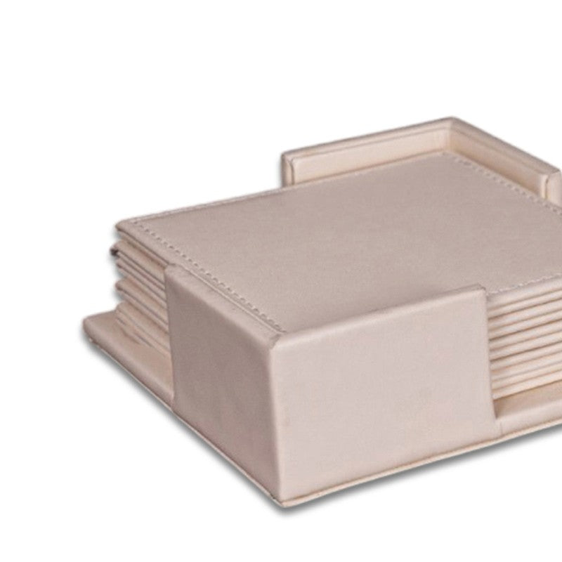 AarviDecor MonoTone Faux Leather Coaster - Seven Piece Set media 6