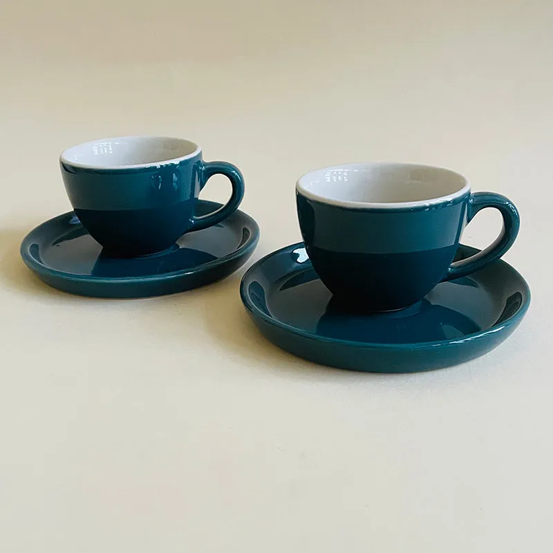 Blush & Brew Ceramic Cup & Saucer (Deep Green/100 mL) - Four Piece Set media 5