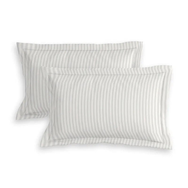 StripeScape Glace Cotton Fitted Bedsheet (Ivory) - 130 GSM - 10