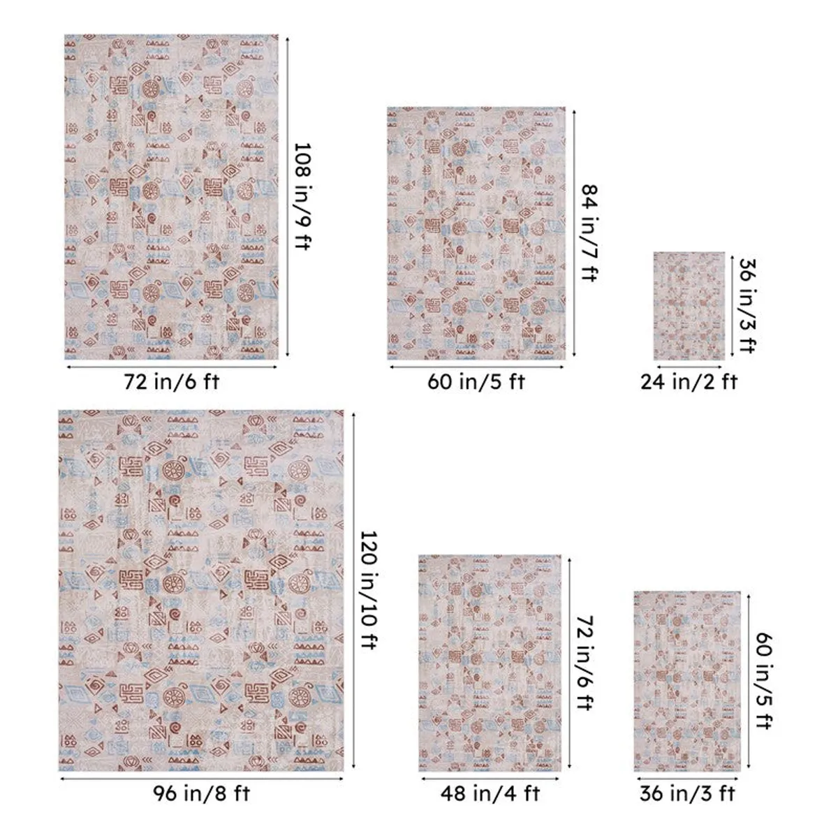 Silmarillion Abstract Polyester Anti-Skid Carpet - Beige - 14