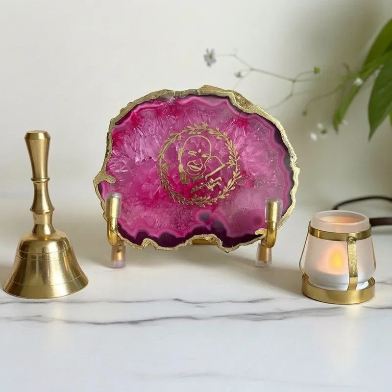 Sacred Guruji Handcrafted Agate Religious Accent - Pink media 3