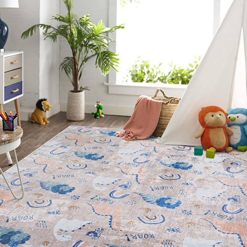 Twinkle Tumble Kids Polyester Anti-Skid Carpet - Peach & Blue media 3