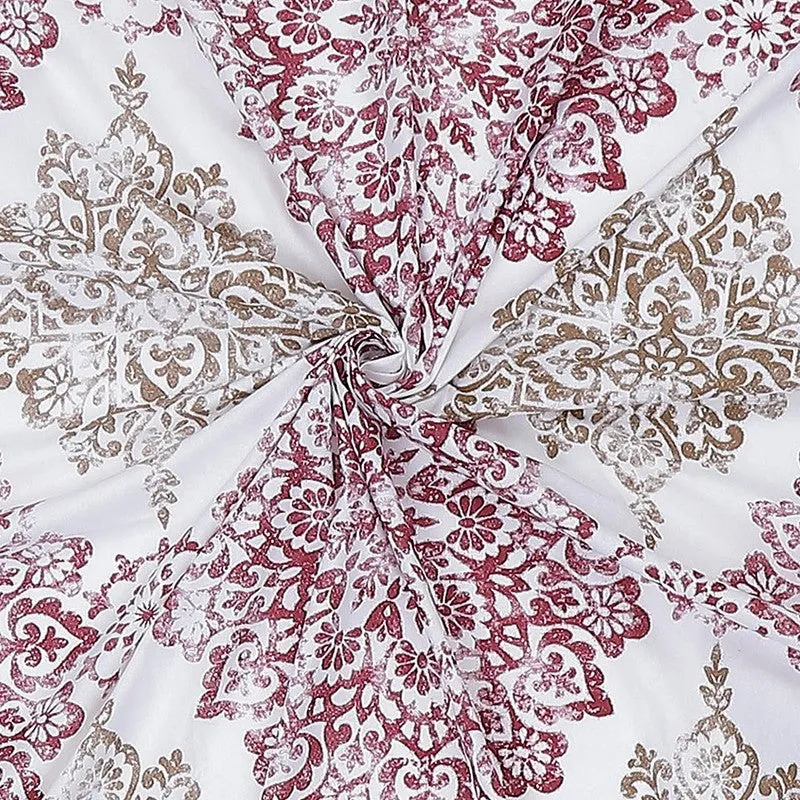 Monte Carlo Dio Mandala Cotton Bedsheet (White,Maroon) - 104 TC media 9