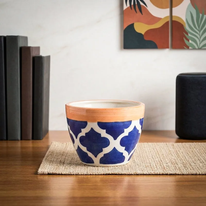 Ugaoo Apple Rose Ceramic Pot (10 CM) - Blue media 1