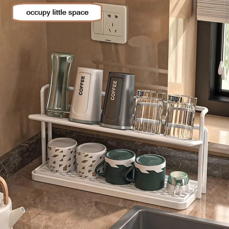 Cupora 2-Tier Cup Rack with Tray - White media 6