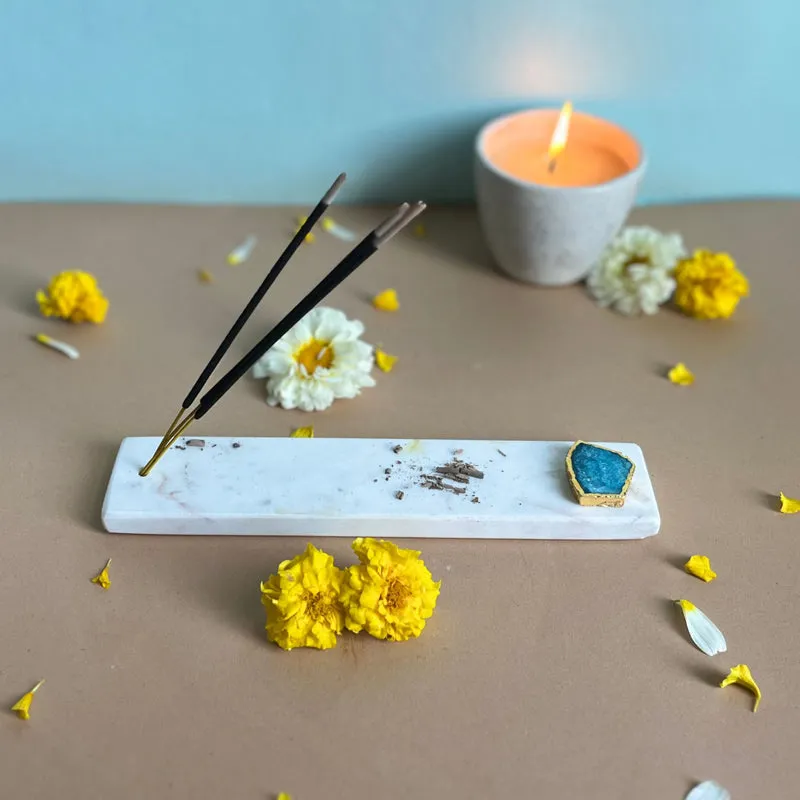 Nima Marble Incense Holder With Agate Plating - Turquoise Blue media 3