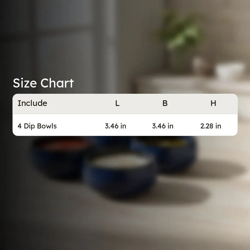 Nocturne Handcrafted Ceramic Dip Bowls (Blue,150 mL) - Set Of Four media 7