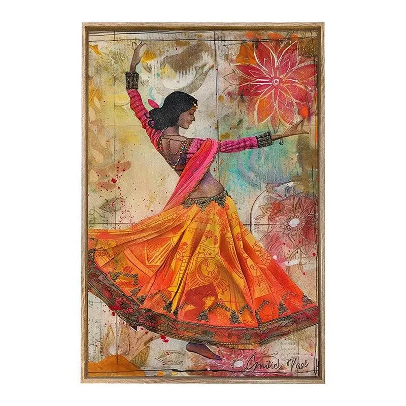 Garba Grace Canvas Traditional Wall Art With Frame media 6