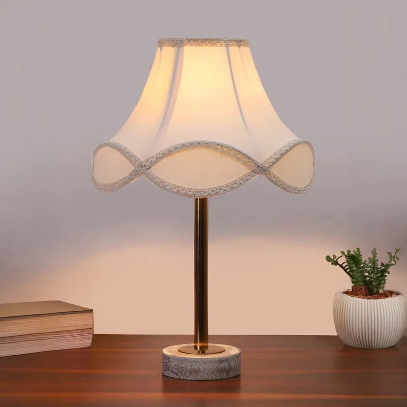 Valencia Arc Rodin Wooden Table Lamp - OffWhite,Gold,White media 2