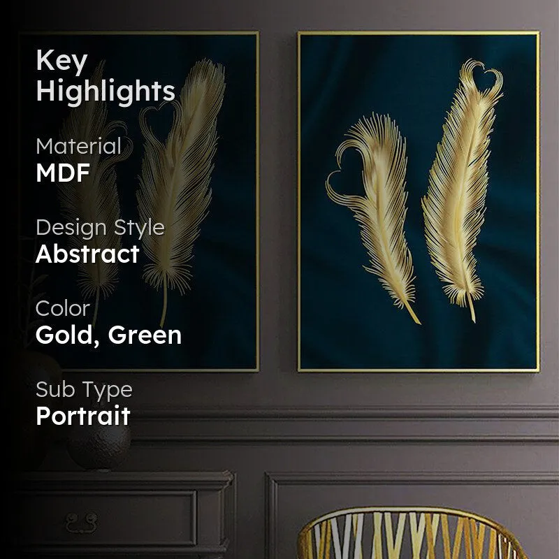 Feather Lusture Wall Painting - Set Of Two media 2