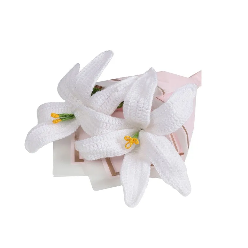 Crochet Handmade Lily Bouquet (White) - Set Of Two media 3