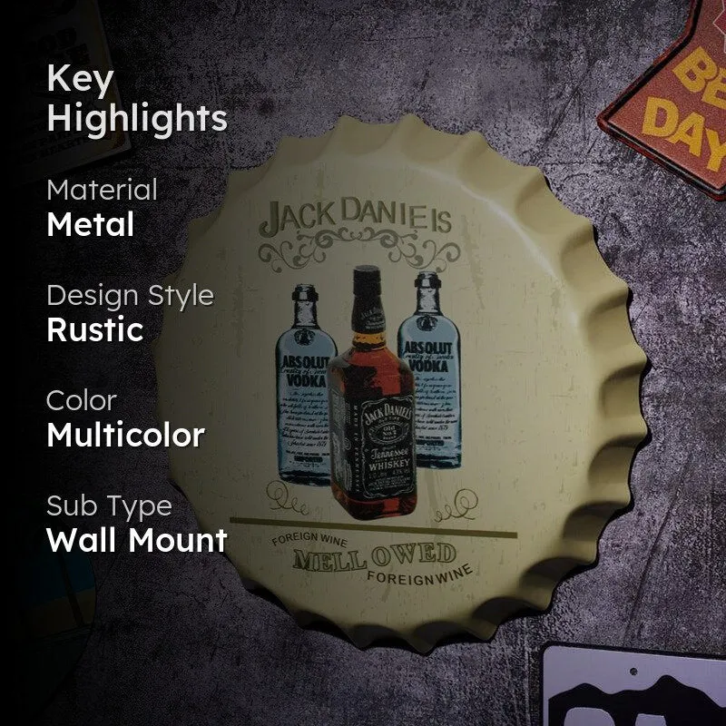Jack Daniels Mellowed Bottle Cap Metal Wall Accent media 2