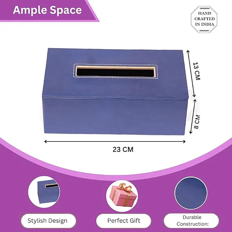 Elvan Faux Leather Tissue Holder - Blue media 8
