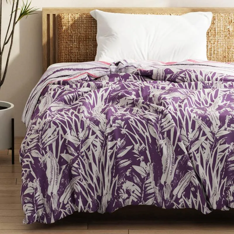 Arjia Floral Reversible Microfiber Comforter (Purple) - 120 GSM media 3