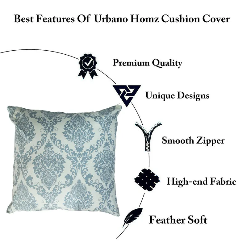 Tameira Jacquered Motif Printed Cushion Cover (Blue) - Set Of Two media 5