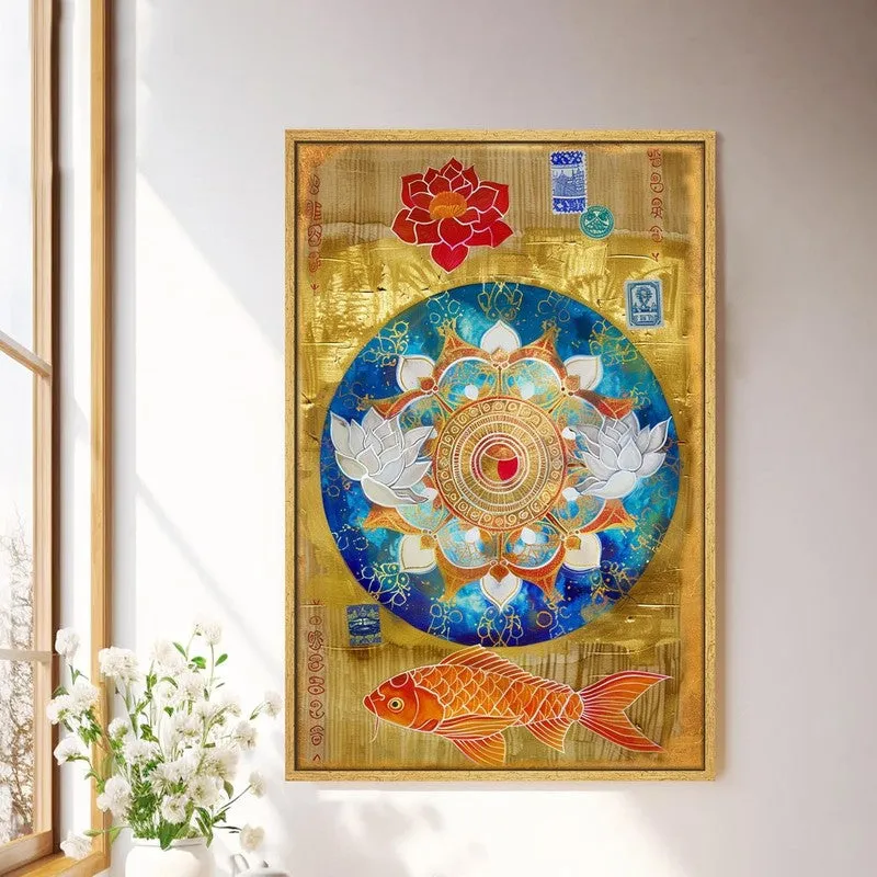 Spectrum Mandala Cotton Canvas Wall Art With Frame media 1