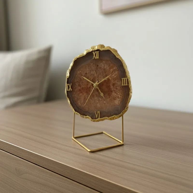 Crystal Keeper Agate Table Clock - Brown media 3