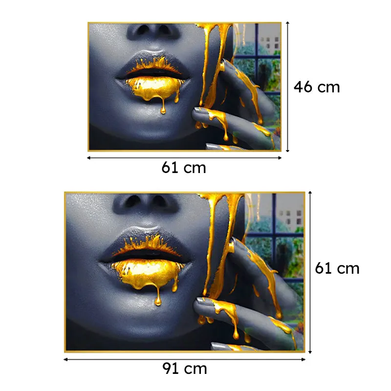 Golden Nectar Modern Canvas Wall Art With Frame - Gold media 6