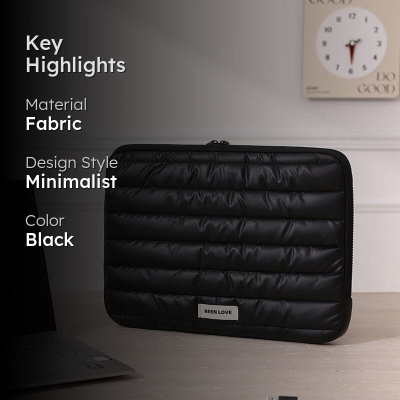Midnight Black Quilted Laptop Sleeve media 2