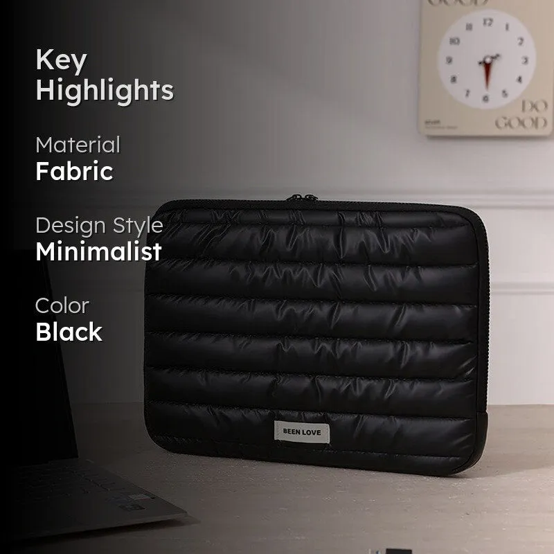 Midnight Black Quilted Laptop Sleeve media 2