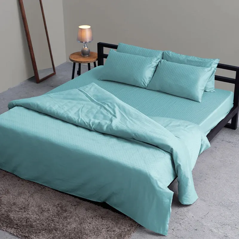 Swiss Dot Cotton Duvet Cover (Pale Turquoise) - 300 TC media 4