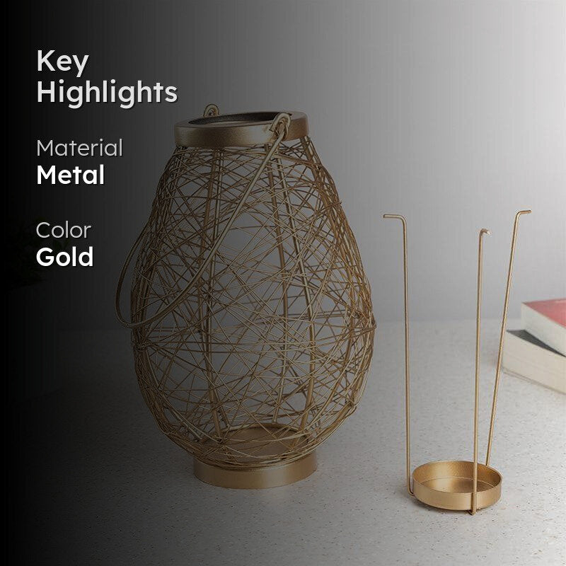 Golden Netted Hanging Tealight Candle Holder media 2