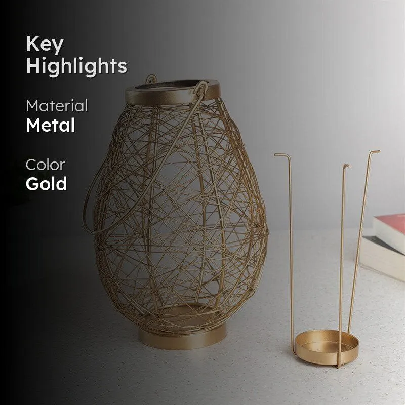 Golden Netted Hanging Tealight Candle Holder media 2