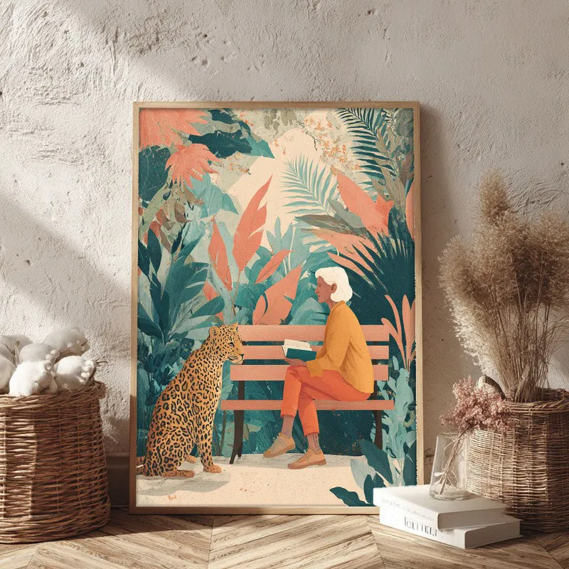 Urban Jungle Canvas Wall Painting - Brown Frame media 3
