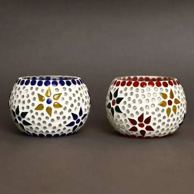 Jana Mosaic Glass Tealight Candle Holder - Set Of Two media 1