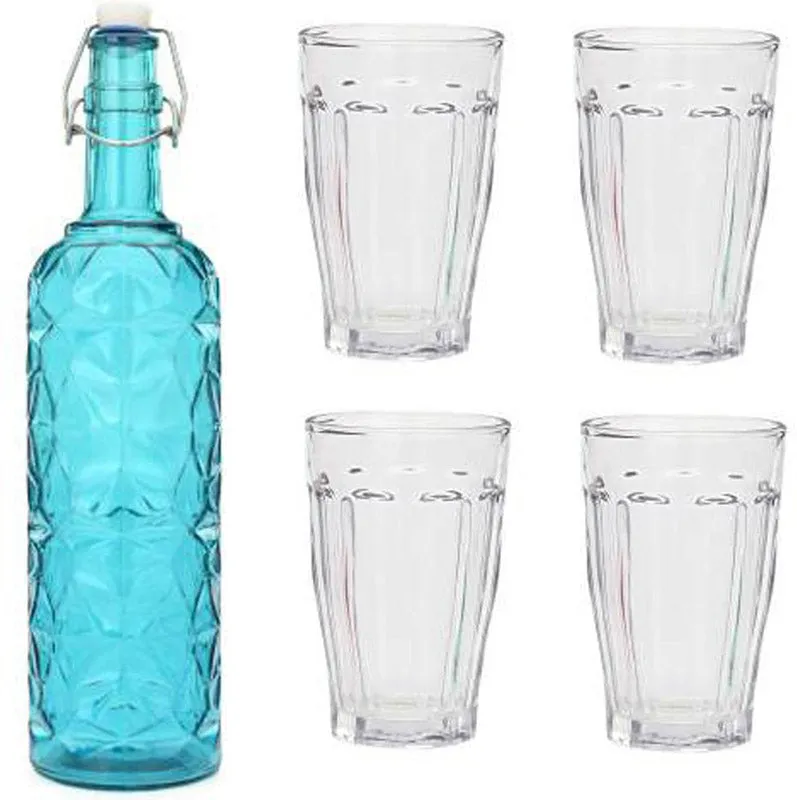 Harlan 1000 mL Water Bottle With (170 mL) Glasses - Five Piece Set media 1