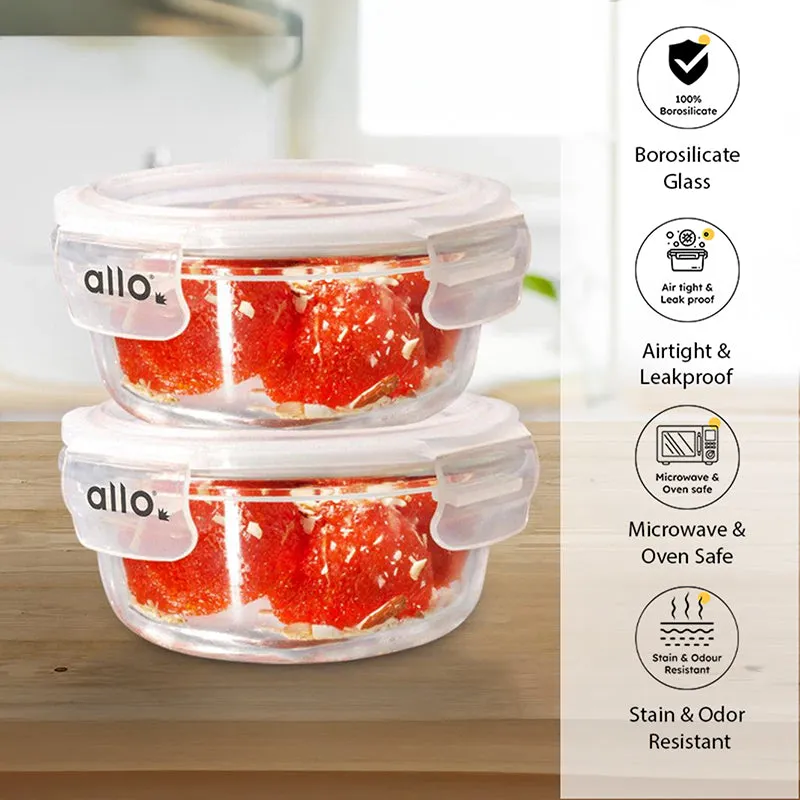 Oliva Round Glass Storage Container (400 ML) - Set Of Two media 1