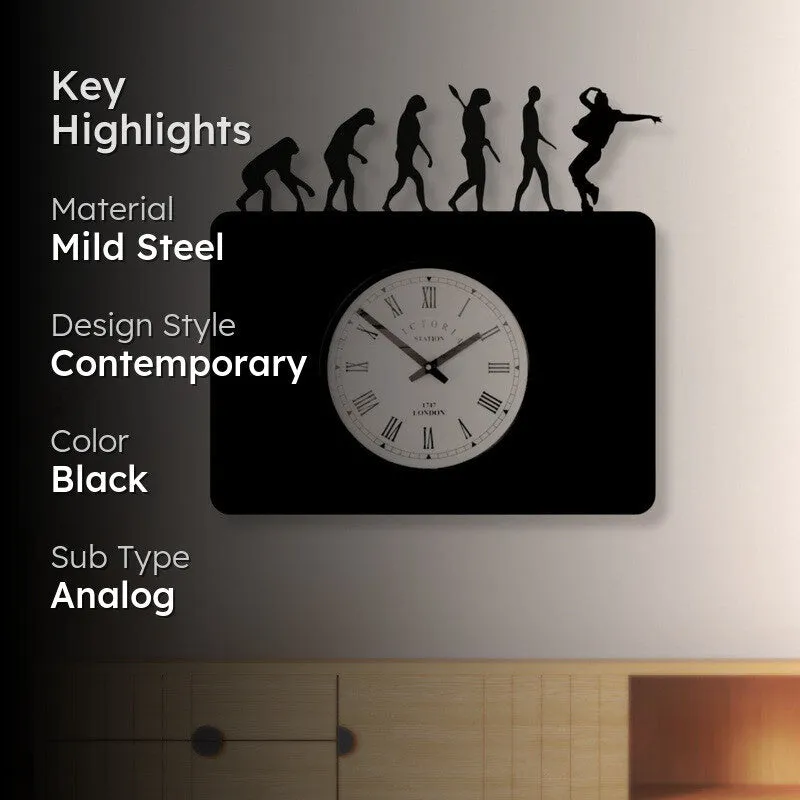 Evolutioner Steel Analog Wall Clock - Black media 2