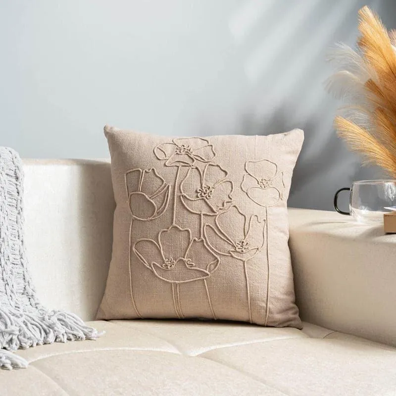 Flora Doodle Embroidered Cushion Cover media 5