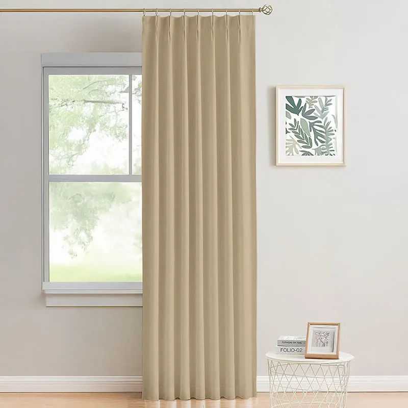 Noir Double Pinch Pleat Blackout Curtain - Beige media 1