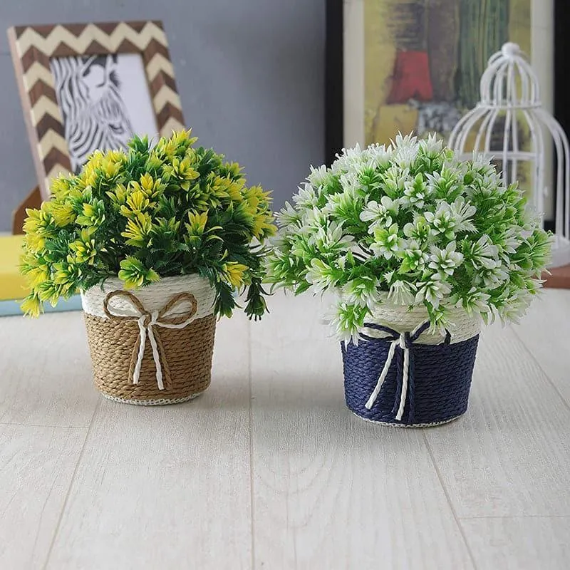 Alba Faux Artificial Plant In Basket Pot (Brown & Blue) - Set Of Two media 1