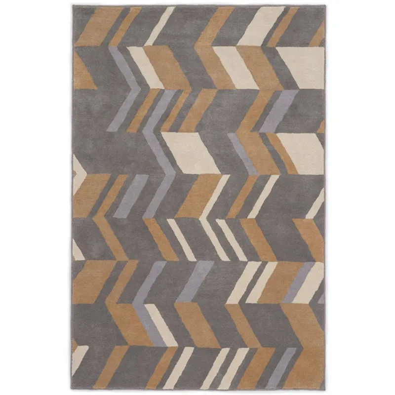 Alcinous Hand Tufted Geometric Wool & Nylon Carpet - Grey media 1