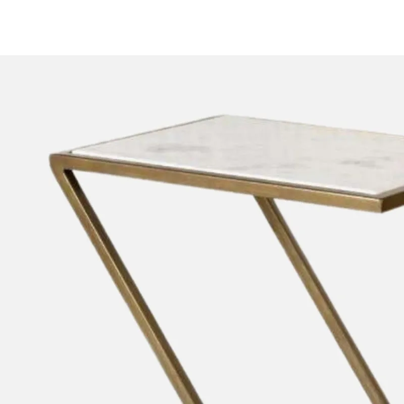 Bastion Metal SideTable with Marble Top media 4