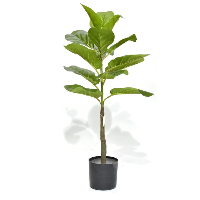Stemly Artificial Fiddle Fig Plant With Black Plastic Pot - 2.5 Feet media 6