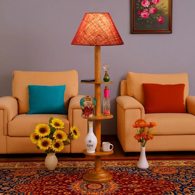 Vintage Glow Light Wooden Floor Lamp - Maroon media 3