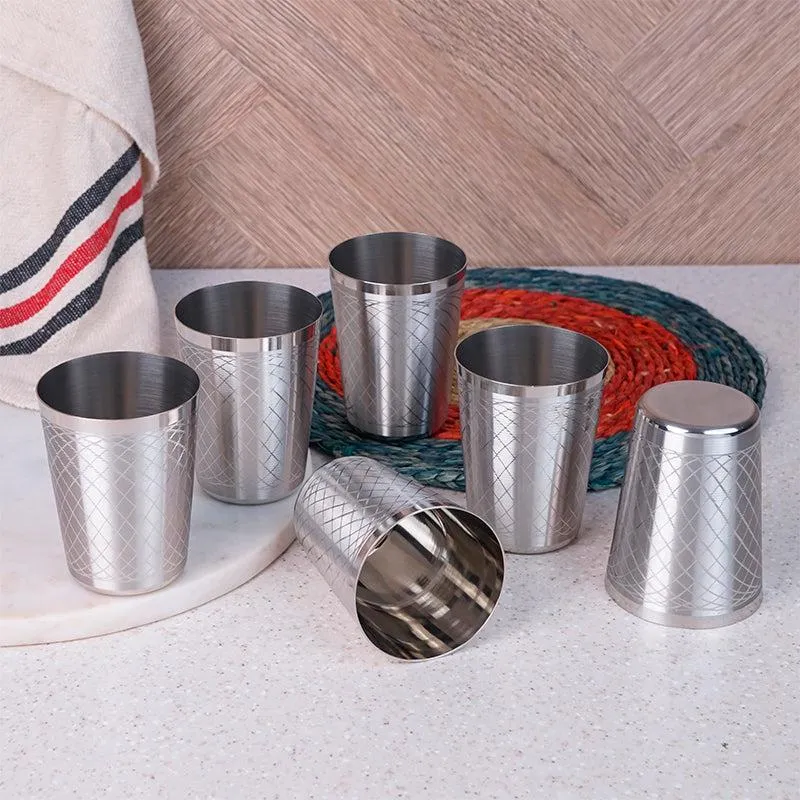 Tagis Stainless Steel Tumbler (300 ML) - Set Of Six media 3