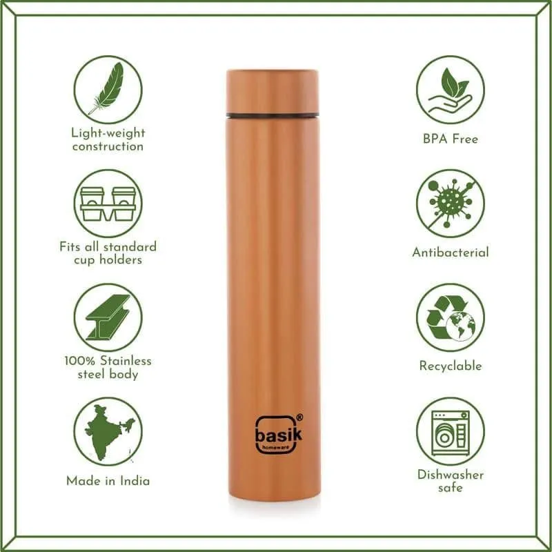 Evara Stainless Steel Bottle (Brown) - 440 mL media 4