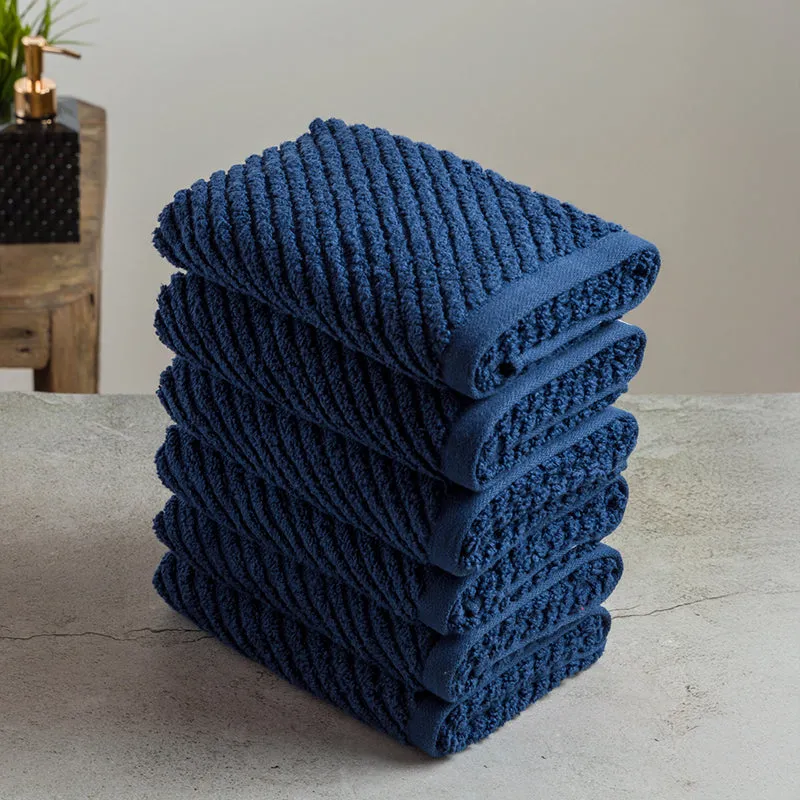 Nautica Riviera Soft Cotton Hand Towel (Navy Blue) - Set Of Six media 4