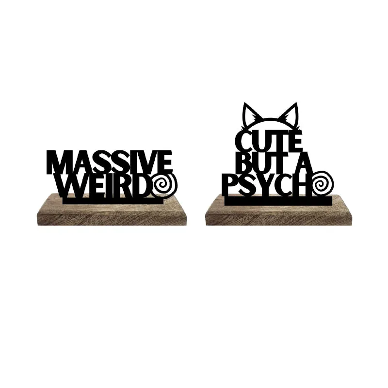 Eccentric & Adorable Psycho-Chic Typography Showpiece - Set Of Two media 5