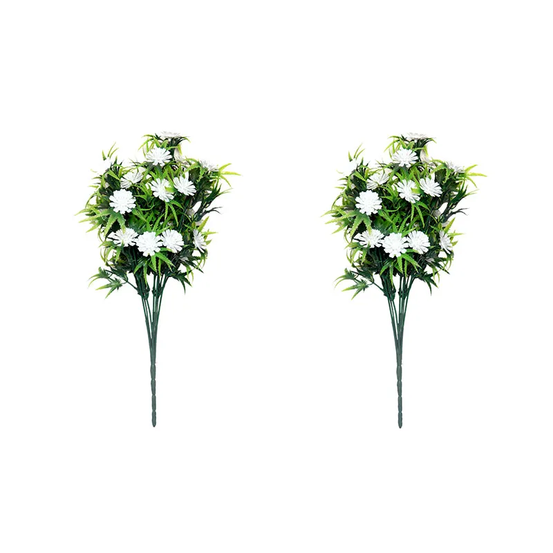 Faux Filosia Flower Bunch (White) - Set Of Two media 3