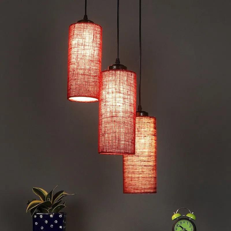 Cylentra Triple Metal Ceiling Lamp - Maroon media 2