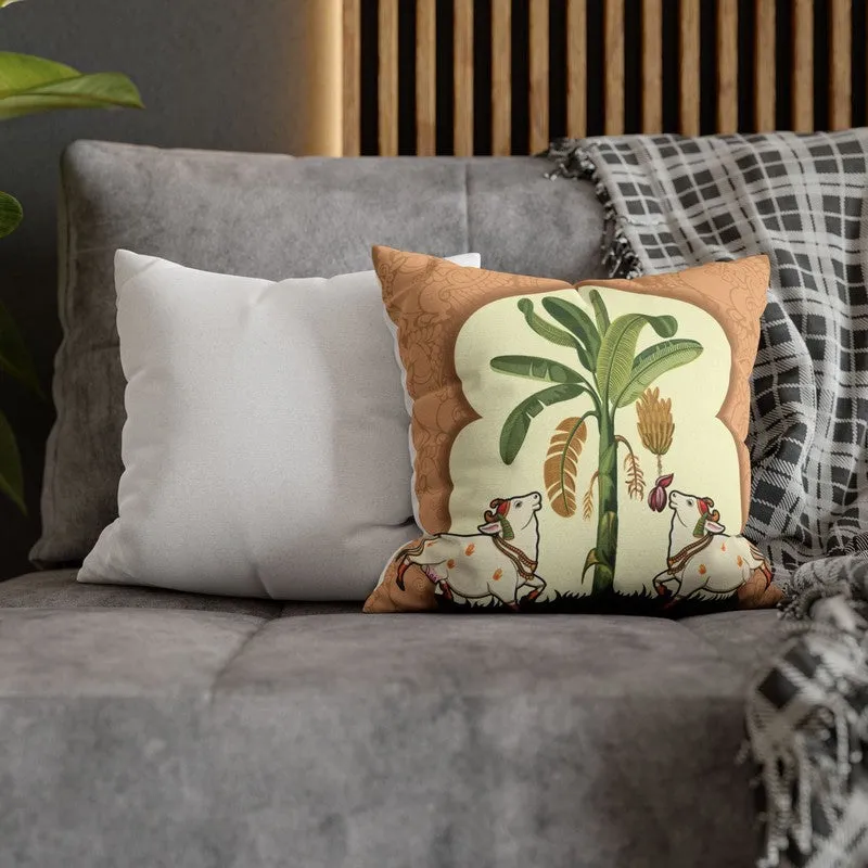 Vrindavan Cow with Banana Arches Cushion Cover - Set Of Five media 5