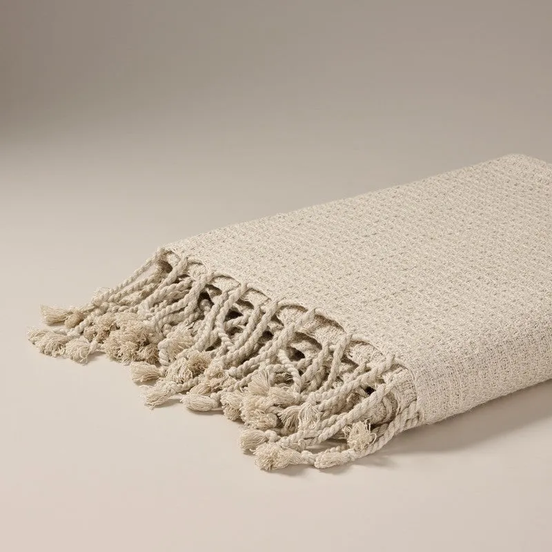 Solid Ivory Linen Throw - 300 GSM media 5