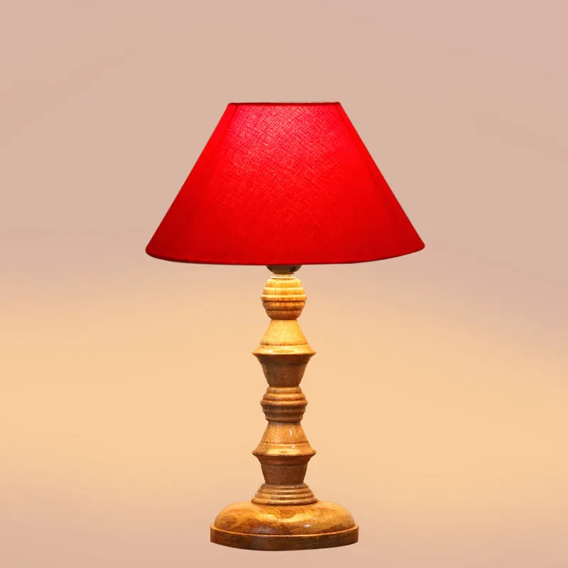 Cotin II Timber Wooden Table Lamp - Red,Brown media 4
