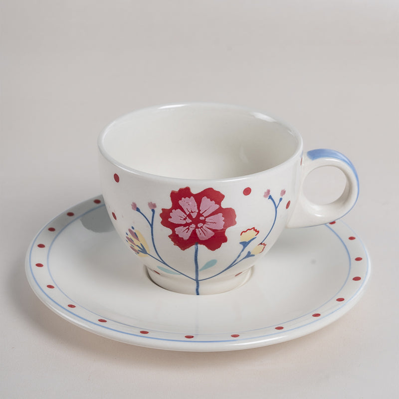 Gloria Handpainted Ceramic Cup & Saucer (180 ML) - Eight Piece Set media 4